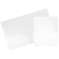 JAM Paper Plastic Heavy Duty 3 Hole Punched 2 Pocket School Folders, Clear, 108 Pack (383HHPCLA)-Material: poly plastic