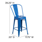 Flash Furniture – Tabouret de comptoir en métal pour l’intérieur et l’extérieur, hauteur de 24 po, bleu (CH3132024GBBL)-Structure en acier galvanisé