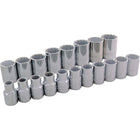 Gray Tools 19 Piece 1/2" Drive 12 Point Metric, Standard Chrome Socket Set, 10mm-28mm-Contains Sizes: 10, 11, 12, 13, 14, 15, 16, 17, 18, 19, 20, 21, 22, 23, 24, 25, 26, 27, 28mm.