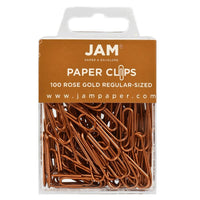 JAM Paper Coloured Standard Paper Clips, Small, Rose Gold, 100 Pack (21832057)-Size: 1 Inch (Standard/Regular)