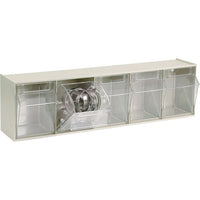 Quantum Storage Systems Tip-Out Bins Modular Storage System, 23-5/8" W x 5-1/4" D x 6-1/2" H, 5 Drawers-No. of Bin Compartments 5