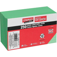 Staples Ruled Index Cards - 3" x 5" - Green-Durable and economical