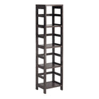 Winsome Leo Shelf with 4-Tier, Espresso-With its classic, sturdy design, this elegant shelving unit fulfills both style and functional requirements. Its four sections hold the Espresso Small Storage Basket perfectly. Mix and match with the other Espresso Storage Shelves.