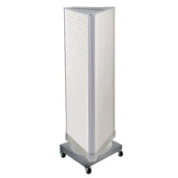 Azar Displays 3-Sided Pegboard Tower Floor Display, Revolving Wheeled Base, White (700452-WHT)-Pegboard display fixture