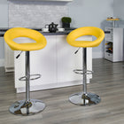 Flash Furniture 21 1/2" x 21 1/2" Vinyl Round Back Adjustable Bar Stool W/Chrome Base, Yellow, 2 Pack-Swivel Seat