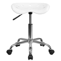 Flash Furniture Vibrant Tractor Seat & Chrome Stool - White-Tractor Style Stool