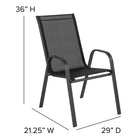 Flash Furniture Brazos Series Black Outdoor Stack Chair with Flex Comfort Material & Metal Frame-Ships Fully Assembled