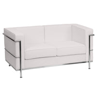 Flash Furniture HERCULES Regal Series Contemporary Melrose LeatherSoft Loveseat with Encasing Frame - White-Contemporary Style