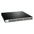 D-Link WebSmart 52-Port Gigabit PoE Switch with 48 PoE Ports and 4 SFP ports-Management options for the DGS-1210-52MP include SNMP, Web Management, D-Link Network Assistant Utility, and Compact Command Lines