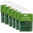 JAM Paper Coloured Standard Paper Clips, Small, Green Paperclips, 6 Packs of 100, 600 Total (2183752g)-Green