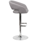 Flash Furniture Contemporary Grey Fabric Adjustable Height Barstool with Rounded Mid-Back & Chrome Base - Grey Fabric-Grey Fabric Upholstery