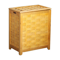 Oceanstar RHV0103N Rectangular Veneer Laundry Wood Hamper with Interior Bag, Natural-Hand grips on both sides for portability