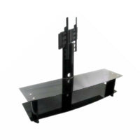 TygerClaw TV Stand for 30" - 50" TV, 29.5" x 68.9" x 35.4", Black-Double Layers TV Stand with 2 black glasses