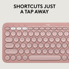 Logitech - Slim Bluetooth Combo, clavier et souris sans fil - Rose-Faites forte impression... Sans faire de bruit: laissez votre travail parler pour vous grâce à la saisie discrète de type ordinateur portable et à la technologie Silent Touch de la souris