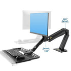 North Bayou 24"-35" Sit-Stand Desktop Workstation with USB Port - Black (FC40-B)-Upright lift distance: 17.3"