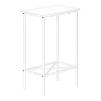 Monarch Specialties 2079 Accent Table - 24"H /White/White Metal-2-tier rectangular accent table featuring a tabletop in a white finish and an open metal storage shelf in a black finish with a decorative motif