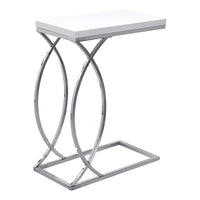 Monarch Specialties 3184 Accent Table - Glossy White With Chrome Metal-Spacious thick rectangular top in an elegant glossy white finish