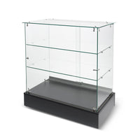 Can-Bramar Econoline Frameless Glass Showcase with Two Shelves - 36" D x 20" W x 38" H-Sturdy 6 mm Tempered glass
