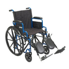 Drive Medical Blue Streak Wheelchair with Flip Back Desk Arms, 20" Seat, Elevating Legrests-Blue, Steel