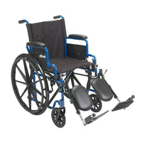 Drive Medical Blue Streak Wheelchair with Flip Back Desk Arms, 20" Seat, Elevating Legrests-Blue, Steel