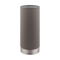 Eglo Pasteri Touch Sensor Table Lamp, 10", Matte Nickel Finish with Taupe Fabric Shade-Table Lamp