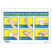 Zenith Pictogram Sign - Don't Forget to Wash Your Hands - 7" x 10" - Plastic - 6 Pack-Don't Forget to Wash Your Hands