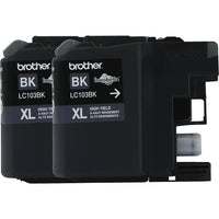 Brother LC103 High-Yield Black Ink Cartridges, 2 Pack-Black ink cartridge produces bold, sharp text for a professional look