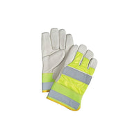 Zenith Safety Premium Quality High Visibility Fitters Gloves - Large - Grain Cowhide Palm - Thinsulate Inner Lining - 12 Pack-Cuff Material: Rubberized