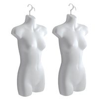 Eddie's Female Hanging 3/4 Torso Forms - PVC - White - 2 Pack (155726-2)-Female Hanging 3/4 Torso Forms
