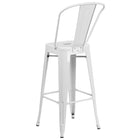 Flash Furniture Tabouret de bar de qualité commerciale, de 30 po avec dossier en métal blanc pour l'intérieur et l'extérieur-Le trou de vidange du siège facilite le séchage