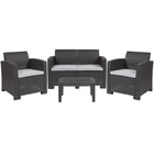 Flash Furniture 4 Piece Outdoor Faux Rattan Chair, Loveseat and Table Set, Dark Grey (DADSF112TDKGY)-Contemporary