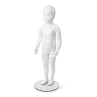 Can-Bramar RPK-2 Toddler Abstract Fibreglass Mannequin - Glass Base - Glossy White-Removable leg, arms and hands, and straight arms for easy dressing