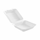 Globe Commercial Products 8" W x 8" D x 3" H Fibre Hinged Lid Bagasse Container - 200 Pack-200 Pack