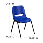 Flash Furniture HERCULES Series Navy Ergonomic Shell Stack Chair with Black Frame & 14" Seat Height-Double Support Rails