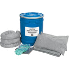 Zenith Safety 10-Gallon Truck Spill Kits, Universal, With Blue Drum-Contents: 10 Sorbent Pads (15" x 17"), 3 Sorbent Socks (3" x 48"), 2 Sorbent Pillows (8" x 18"), 1 Pair Nitrile Gloves, 2XL (11) , 1 Pair Safety Goggles (One Size), 1 Disposal Bag (26" x 36")