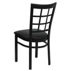 Flash Furniture HERCULES Series Black Window Back Metal Restaurant Chair - Black Vinyl Seat-Black Vinyl Upholstered Seat