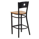 Flash Furniture - Tabouret de bar de la série HERCULES en métal noir avec dossier à cercle découpé - siège en bois naturel-Siège en contreplaqué épais de 0,625 po