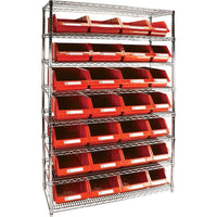 Kleton Heavy-Duty Wire Shelving Units With Storage Bins, 8 Tiers, 48" W x 74" H x 18" D-Depth: 18"
