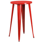 24'' Round Red Metal Indoor-Outdoor Bar Table Set with 2 Cafe Barstools [CH-51080BH-2-30CAFE-RED-GG]-Red Powder Coat Finish