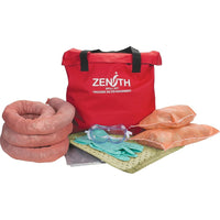 Zenith Safety 10-Gallon Truck Spill Kits, Hazmat, With Nylon Bag-Contents: 10 Sorbent Pads (15" x 17"), 3 Sorbent Socks (3" x 48"), 2 Sorbent Pillows (8" x 18"), 1 Pair Nitrile Gloves, 2XL (11) , 1 Pair Safety Goggles (One Size), 1 Disposal Bag (26" x 36")