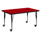 Flash Furniture Mobile 30"W x 60"L Thermal Laminate Activity Table - Red-Popular Rectangular Activity Table