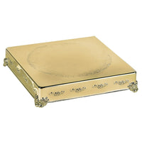 Elegance 18" Square Cake Plateau, Gold (89904G)-Cake plates