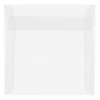 JAM Paper Enveloppes livrets en vélin à fini métallique avec fermeture gommée, 8 1/2 x 8 1/2 po, incolore, 1000 par paquet-Incolore