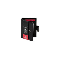 CHAMPS Leather RFID Double Card/ID Holder with Tab Closure, Black-20 Center Pylar Windows