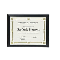 First Base Recognition Certificate Frame, 8-1/2" x 11", Glossy Black-Milano Black