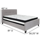 Flash Furniture - Lit à plate-forme Tribeca double touffeté et rembourré en tissu gris clair avec matelas à ressorts ensachés-Rembourrage en tissu gris clair