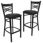 Flash Furniture HERCULES Series Black "X" Back Metal Restaurant Barstool - Black Vinyl Seat - 2 Pack-"X" Back Design