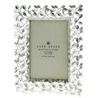 Elegance 4" x 6" Silver Plated Leaves Border Photo Frame-Open cut leaf border design to hold your special photo.