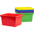 Storex 4 Gallon (15L) Classroom Storage Bin - Assorted Colours - 6 Pack-Front and rear handles for easy gripping, even with little hands