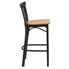 Flash Furniture HERCULES Series Black Two-Slat Ladder Back Metal Restaurant Barstool - Natural Wood Seat-Ladder Back Design